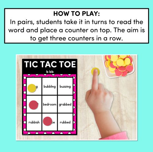 Resource preview 4 for TIC TAC TOE GAME for Consonant Phoneme B, BB - No Prep Phonics Game