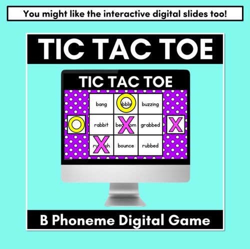 Resource preview 5 for TIC TAC TOE GAME for Consonant Phoneme B, BB - No Prep Phonics Game