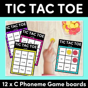 TIC TAC TOE GAME for Consonant Phoneme C, CK, K - No Prep Phonics Game