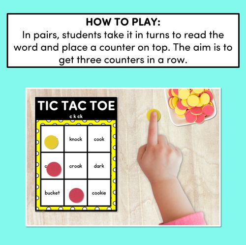 Resource preview 4 for TIC TAC TOE GAME for Consonant Phoneme C, CK, K - No Prep Phonics Game