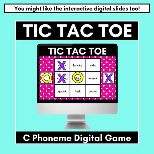 Resource preview 5 for TIC TAC TOE GAME for Consonant Phoneme C, CK, K - No Prep Phonics Game