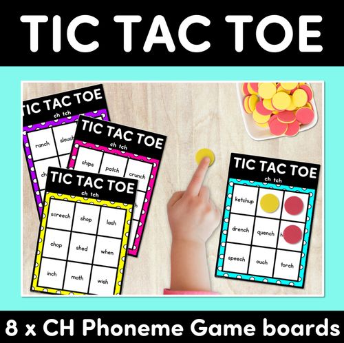 Resource preview 1 for TIC TAC TOE GAME for Consonant Phoneme CH, TCH - No Prep Phonics Game