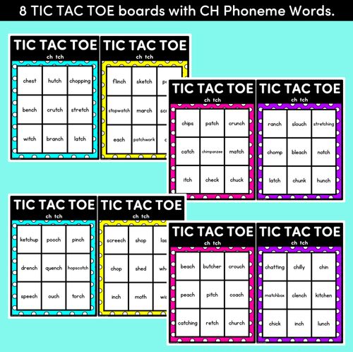 Resource preview 2 for TIC TAC TOE GAME for Consonant Phoneme CH, TCH - No Prep Phonics Game