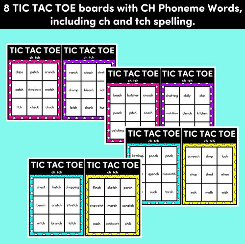 Resource preview 3 for TIC TAC TOE GAME for Consonant Phoneme CH, TCH - No Prep Phonics Game