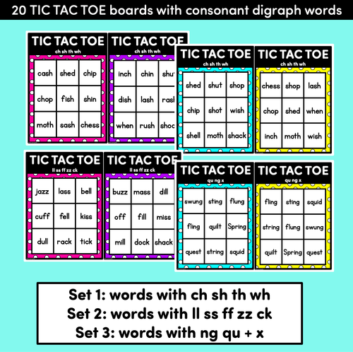 Resource preview 4 for TIC TAC TOE GAME for Consonant Digraphs - No Prep Phonics Game