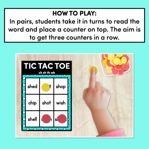 Resource preview 2 for TIC TAC TOE GAME for Consonant Digraphs - No Prep Phonics Game