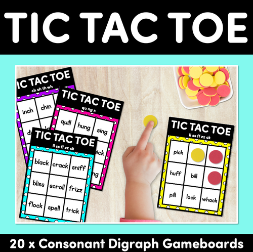 Resource preview 3 for Tic Tac Toe CVC, CCVC & Consonant Digraphs Print Bundle