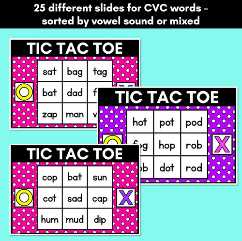 Resource preview 3 for DIGITAL TIC TAC TOE for CVC Words - Digital Phonics Activity for PowerPoint