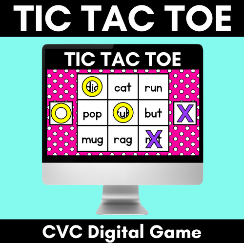 Resource preview 1 for DIGITAL TIC TAC TOE for CVC Words - Digital Phonics Activity for PowerPoint