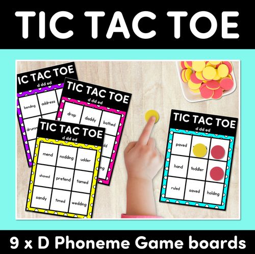 Resource preview 1 for TIC TAC TOE GAME for Consonant Phoneme D, DD, ED - No Prep Phonics Game