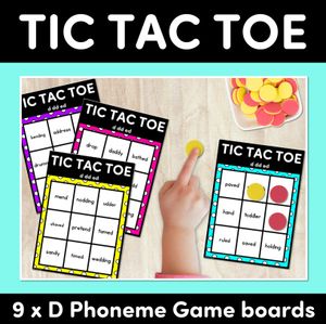 TIC TAC TOE GAME for Consonant Phoneme D, DD, ED - No Prep Phonics Game