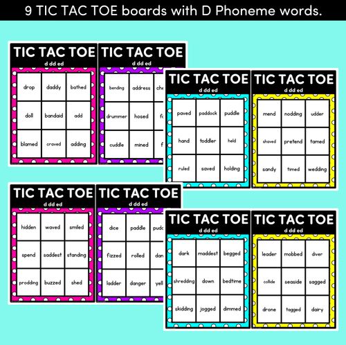 Resource preview 2 for TIC TAC TOE GAME for Consonant Phoneme D, DD, ED - No Prep Phonics Game