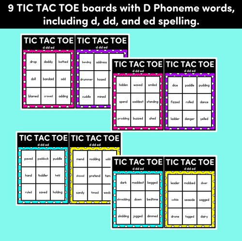 Resource preview 3 for TIC TAC TOE GAME for Consonant Phoneme D, DD, ED - No Prep Phonics Game