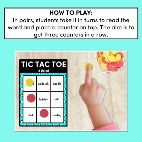 Resource preview 4 for TIC TAC TOE GAME for Consonant Phoneme D, DD, ED - No Prep Phonics Game