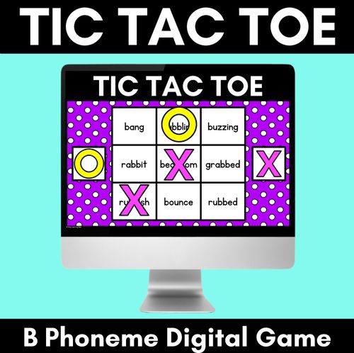 Resource preview 1 for DIGITAL TIC TAC TOE for Consonant Phoneme B, BB - Phonics Activity for PowerPoint