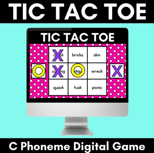 Resource preview 1 for DIGITAL TIC TAC TOE for Consonant Phoneme C, CK, K - Phonics Activity for PowerPoint