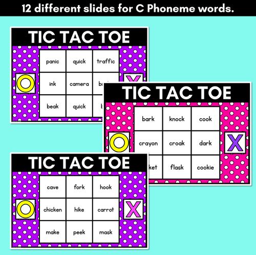 Resource preview 2 for DIGITAL TIC TAC TOE for Consonant Phoneme C, CK, K - Phonics Activity for PowerPoint