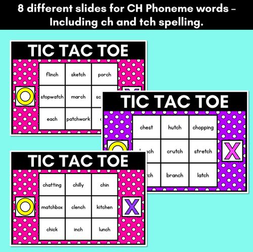 Resource preview 2 for DIGITAL TIC TAC TOE for Consonant Phoneme CH, TCH - Phonics Activity for PowerPoint