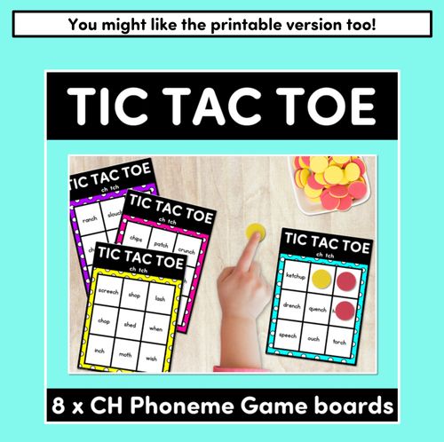 Resource preview 4 for DIGITAL TIC TAC TOE for Consonant Phoneme CH, TCH - Phonics Activity for PowerPoint