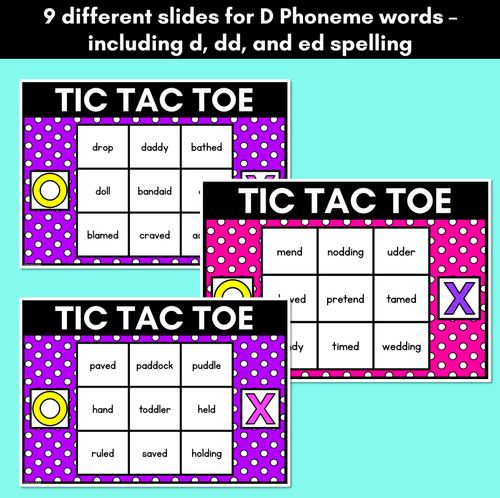 Resource preview 2 for DIGITAL TIC TAC TOE for Consonant Phoneme D, DD, ED - Phonics Activity for PowerPoint