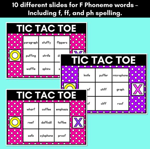 Resource preview 2 for DIGITAL TIC TAC TOE for Consonant Phoneme F, FF, PH - Phonics Activity for PowerPoint