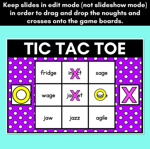 Resource preview 3 for DIGITAL TIC TAC TOE for Consonant Phoneme J, G, DGE - Phonics Activity for PowerPoint