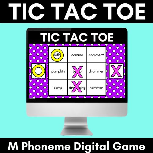 Resource preview 1 for DIGITAL TIC TAC TOE for Consonant Phoneme M, MM - Phonics Activity for PowerPoint