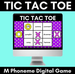 DIGITAL TIC TAC TOE for Consonant Phoneme M, MM - Phonics Activity for PowerPoint