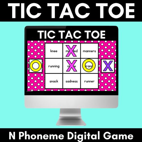 Resource preview 1 for DIGITAL TIC TAC TOE for Consonant Phoneme N, NN,KN - Phonics Activity for PowerPoint