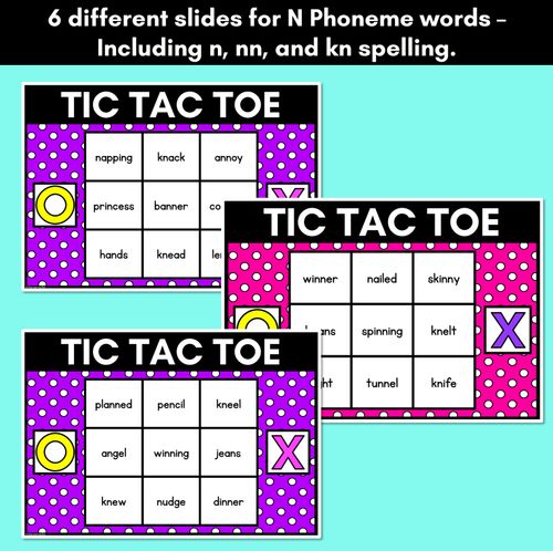 Resource preview 2 for DIGITAL TIC TAC TOE for Consonant Phoneme N, NN,KN - Phonics Activity for PowerPoint