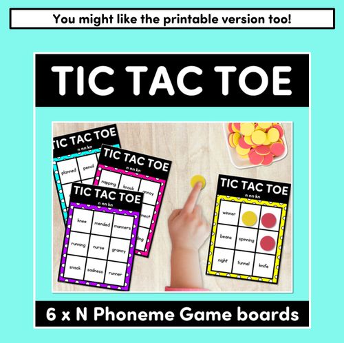 Resource preview 4 for DIGITAL TIC TAC TOE for Consonant Phoneme N, NN,KN - Phonics Activity for PowerPoint