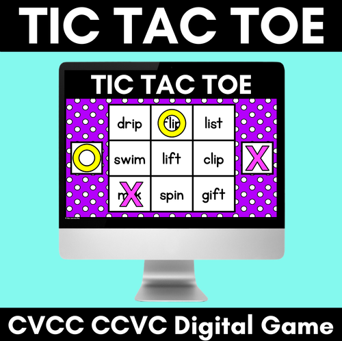 Resource preview 1 for DIGITAL TIC TAC TOE for CVCC CCVC CCVCC Words - Digital Phonics Activity for PowerPoint