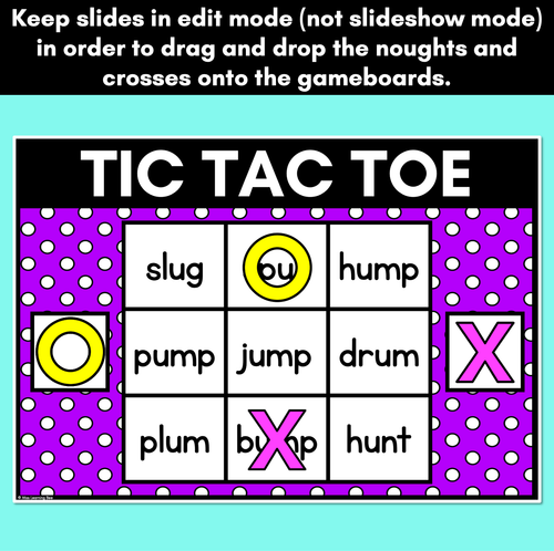 Resource preview 2 for DIGITAL TIC TAC TOE for CVCC CCVC CCVCC Words - Digital Phonics Activity for PowerPoint