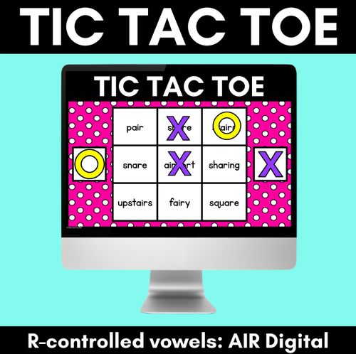 Resource preview 1 for DIGITAL TIC TAC TOE for R-Controlled AIR ARE - Phonics Activity for PowerPoint