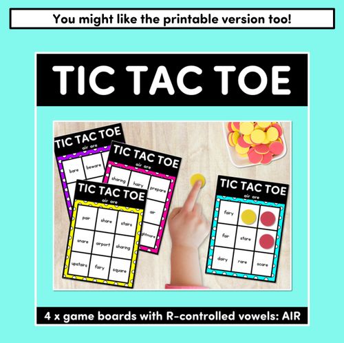 Resource preview 4 for DIGITAL TIC TAC TOE for R-Controlled AIR ARE - Phonics Activity for PowerPoint