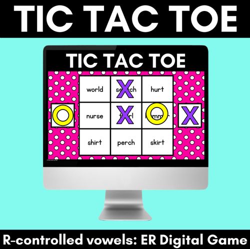 Resource preview 1 for DIGITAL TIC TAC TOE for R-Controlled ER - Phonics Activity for PowerPoint