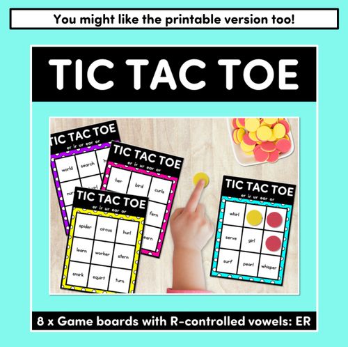 Resource preview 4 for DIGITAL TIC TAC TOE for R-Controlled ER - Phonics Activity for PowerPoint