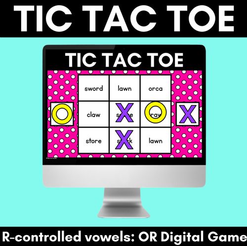 Resource preview 1 for DIGITAL TIC TAC TOE for R-Controlled OR AW ORE - Phonics Activity for PowerPoint