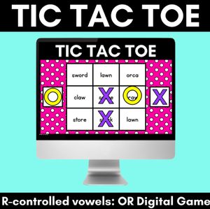 DIGITAL TIC TAC TOE for R-Controlled OR AW ORE - Phonics Activity for PowerPoint