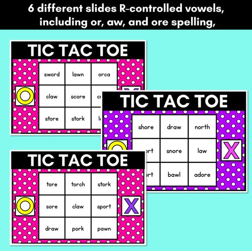 Resource preview 2 for DIGITAL TIC TAC TOE for R-Controlled OR AW ORE - Phonics Activity for PowerPoint