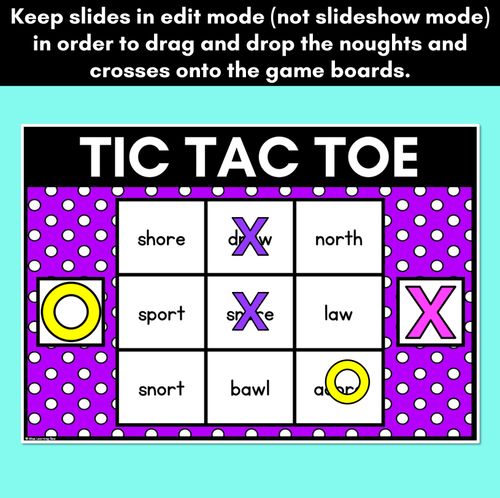 Resource preview 3 for DIGITAL TIC TAC TOE for R-Controlled OR AW ORE - Phonics Activity for PowerPoint