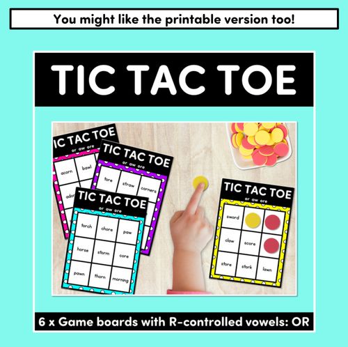 Resource preview 4 for DIGITAL TIC TAC TOE for R-Controlled OR AW ORE - Phonics Activity for PowerPoint