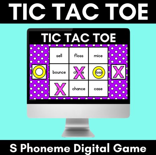 Resource preview 1 for DIGITAL TIC TAC TOE for Consonant Phoneme S, SS, C, CE - Phonics Activity for PowerPoint