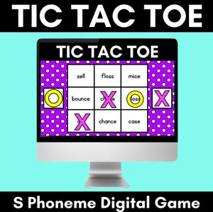 DIGITAL TIC TAC TOE for Consonant Phoneme S, SS, C, CE - Phonics Activity for PowerPoint