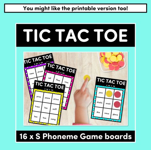 Resource preview 4 for DIGITAL TIC TAC TOE for Consonant Phoneme S, SS, C, CE - Phonics Activity for PowerPoint