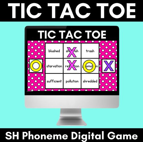 Resource preview 1 for DIGITAL TIC TAC TOE for Consonant Phoneme SH, CI, TI - Phonics Activity for PowerPoint