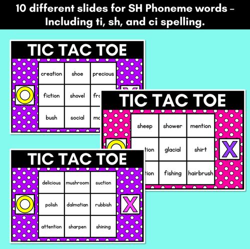 Resource preview 2 for DIGITAL TIC TAC TOE for Consonant Phoneme SH, CI, TI - Phonics Activity for PowerPoint