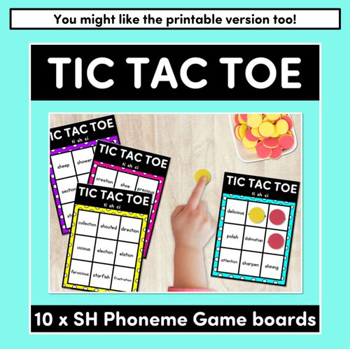 Resource preview 4 for DIGITAL TIC TAC TOE for Consonant Phoneme SH, CI, TI - Phonics Activity for PowerPoint