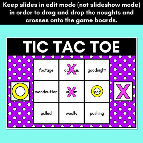 Resource preview 3 for DIGITAL TIC TAC TOE for Short Vowel OO, U - Phonics Activity for PowerPoint