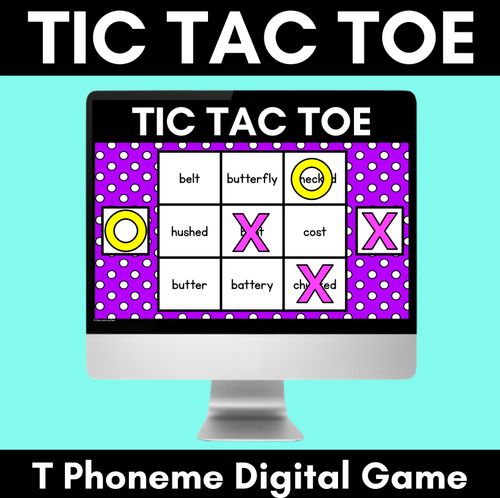 Resource preview 1 for DIGITAL TIC TAC TOE for Consonant Phoneme T, TT, ED - Phonics Activity for PowerPoint